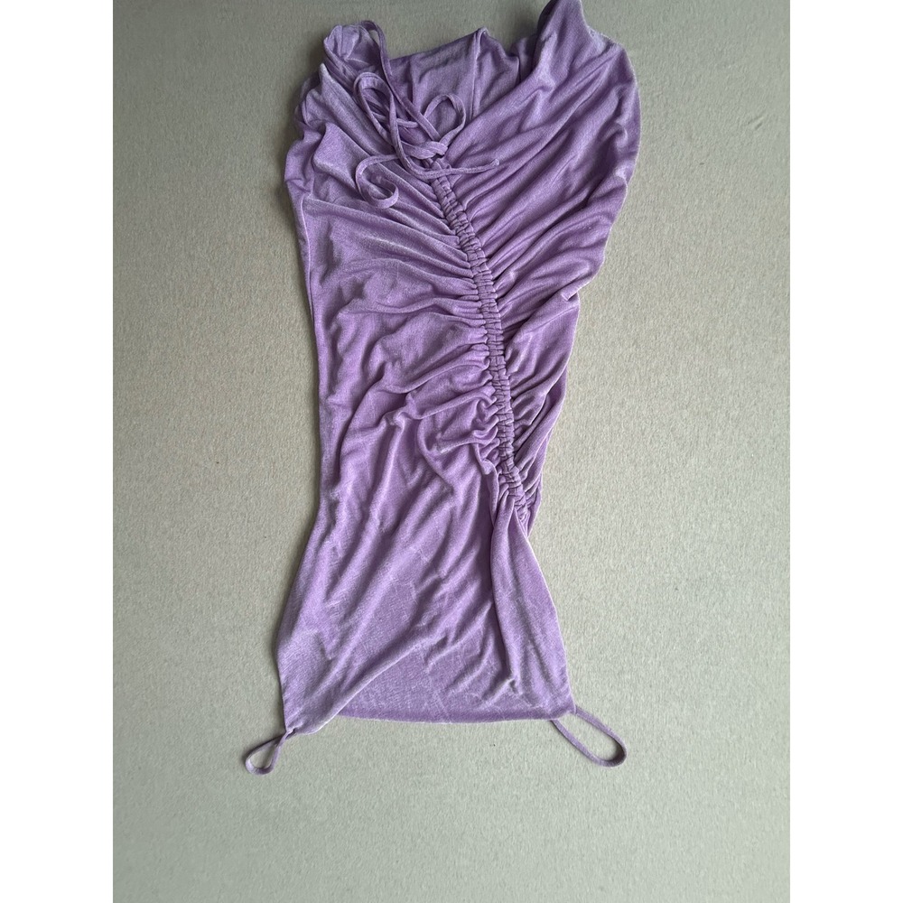 Bardot Lilac Purple Ruched Drawstring Mini Dress Size 8 L Sleeveless Bodycon